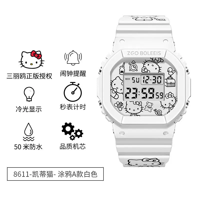 Disney Children's Square Watch Female INS Wind Simple Women's Fashion Student Waterproof Explosive Sports Electronic Watch
