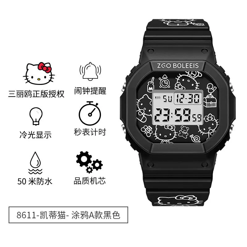 Disney Children's Square Watch Female INS Wind Simple Women's Fashion Student Waterproof Explosive Sports Electronic Watch