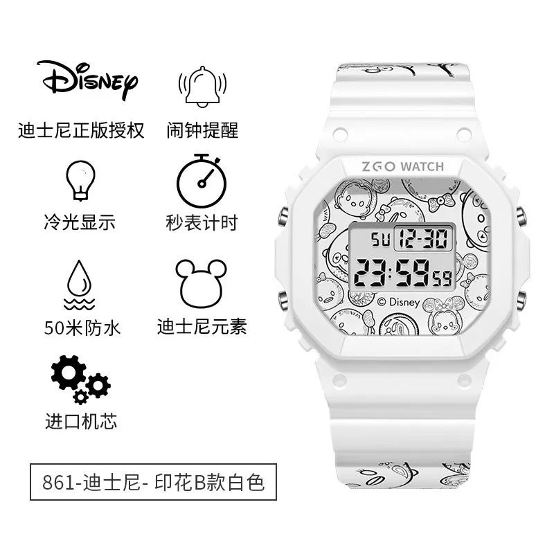 Disney Children's Square Watch Female INS Wind Simple Women's Fashion Student Waterproof Explosive Sports Electronic Watch