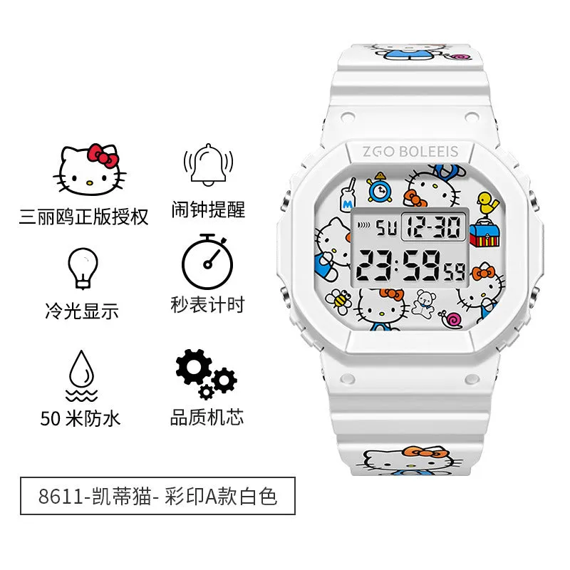 Disney Children's Square Watch Female INS Wind Simple Women's Fashion Student Waterproof Explosive Sports Electronic Watch