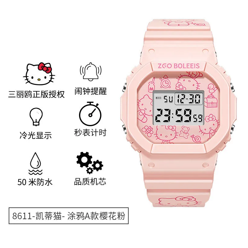 Disney Children's Square Watch Female INS Wind Simple Women's Fashion Student Waterproof Explosive Sports Electronic Watch