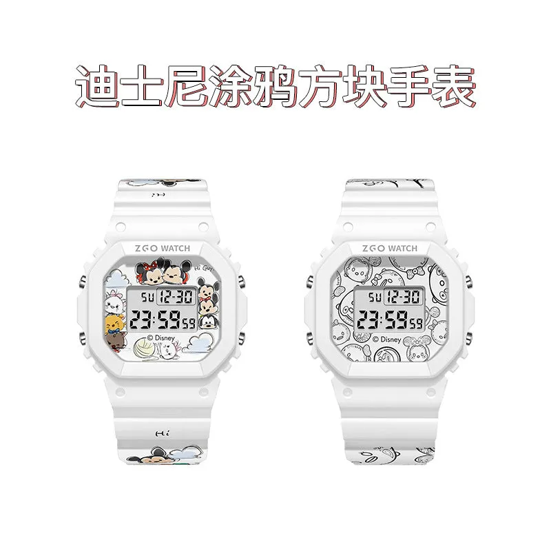 Disney Children's Square Watch Female INS Wind Simple Women's Fashion Student Waterproof Explosive Sports Electronic Watch