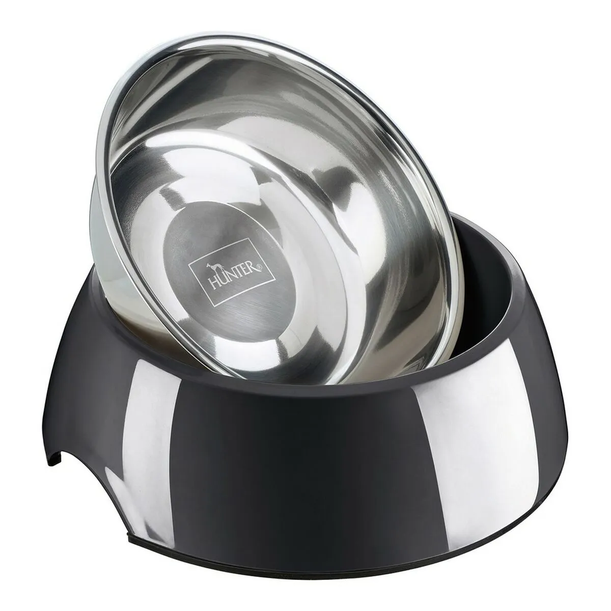 Dog Feeder by Hunter Melamin Stainless Steel Black 350 Ml 18 x 18 x 10 Cm