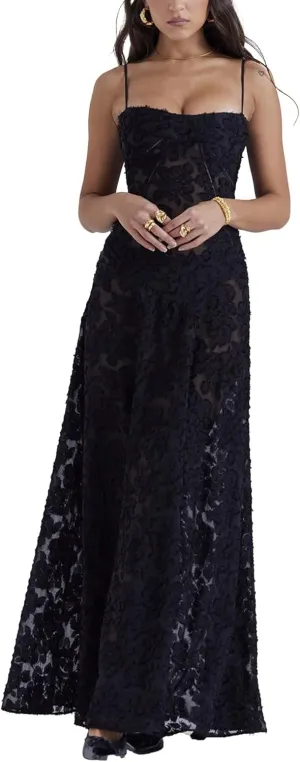 ECDAHICC Women's Summer Boho Cowl Neck Floral Cocktail Party Maxi Dresses High Waist Ruffled Beach Sundress