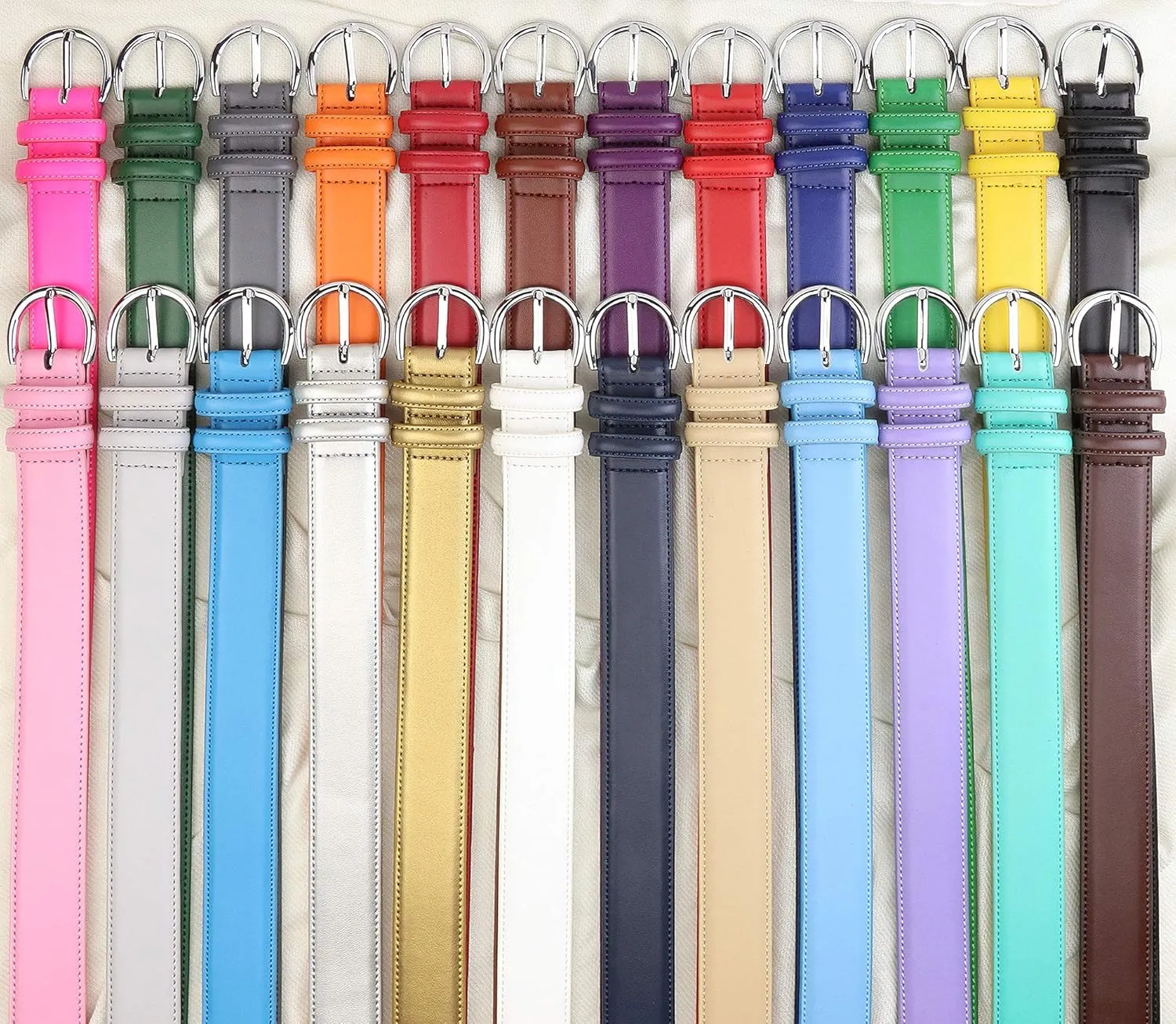 Falari Women Genuine Leather Belt Fashion Dress Belt With Single Prong Buckle 6028-31 Colors