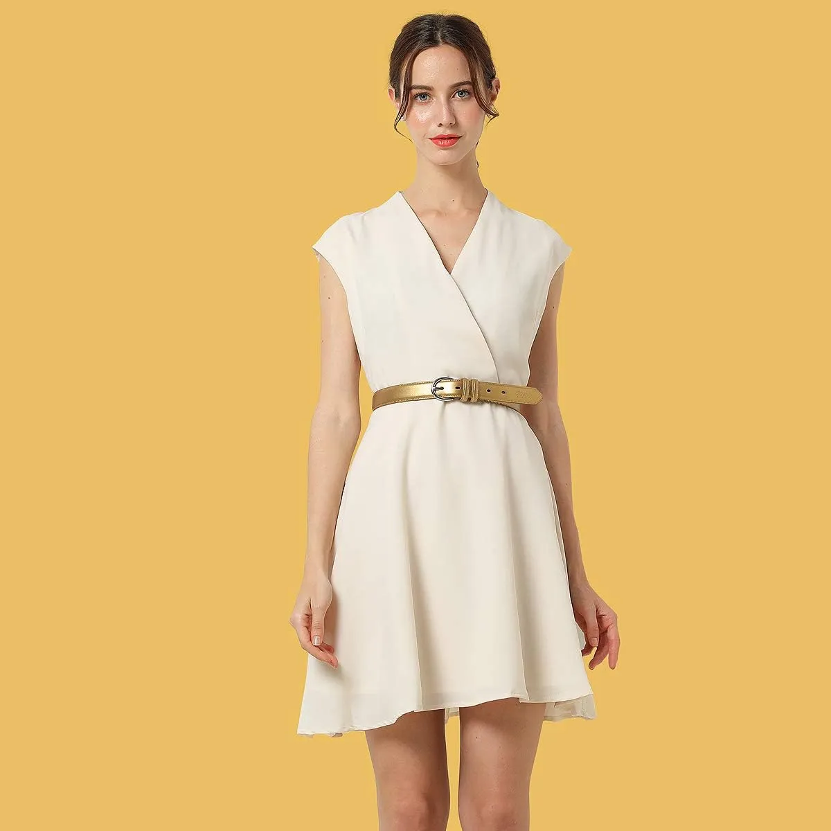 Falari Women Genuine Leather Belt Fashion Dress Belt With Single Prong Buckle 6028-31 Colors