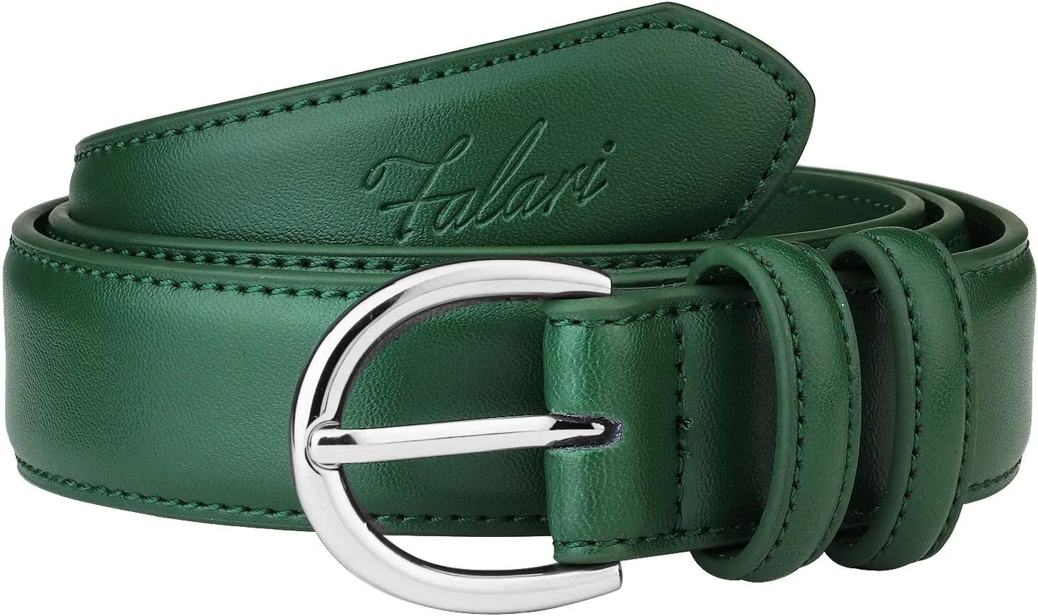 Falari Women Genuine Leather Belt Fashion Dress Belt With Single Prong Buckle 6028-31 Colors