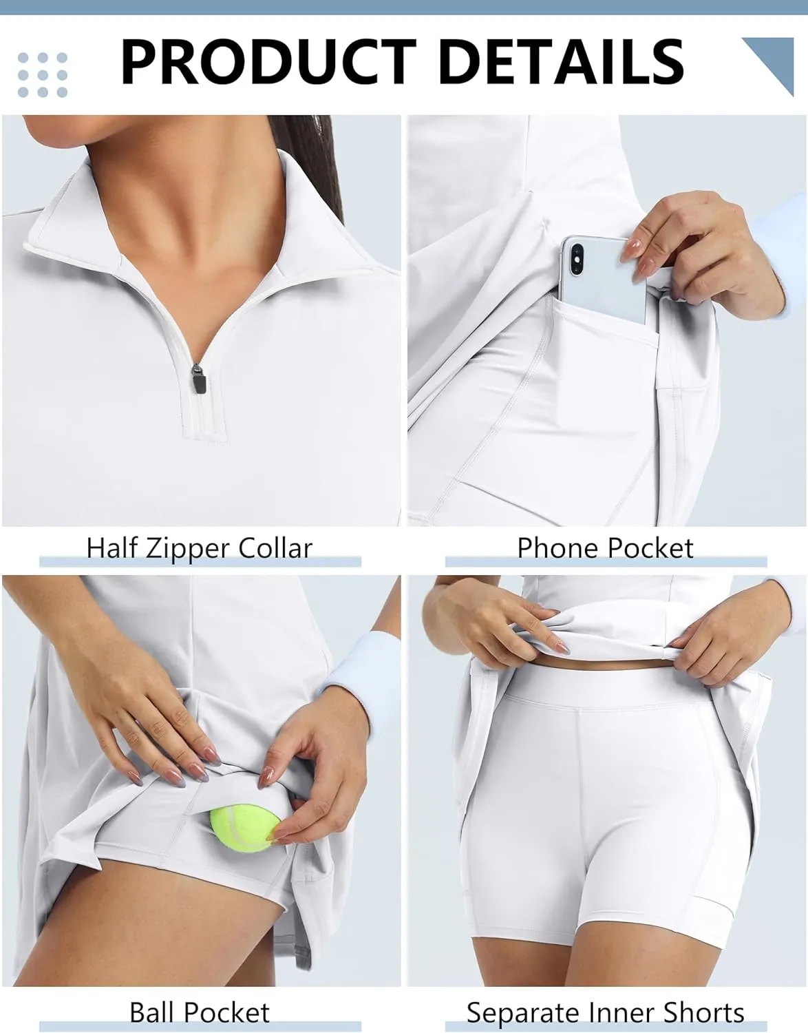 Fengbay Tennis Dresses for Women,Golf Dress with Shorts and Pockets for Athletic Dress Sleeveless Workout Dress