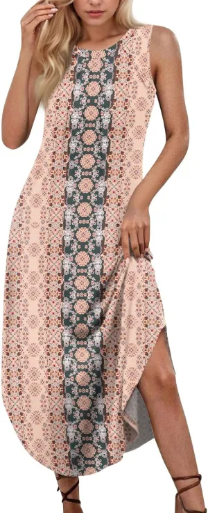 Fitness Summer Trendy Sundress for Women Oversized Sleeveless O-Neck Print Dress Lady Cosy Baggys Dresses