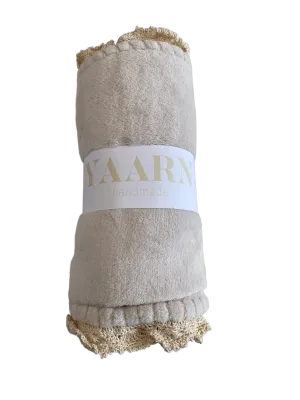 Fleece Baby Blanket | Beige With Beige Trim | Yaarn