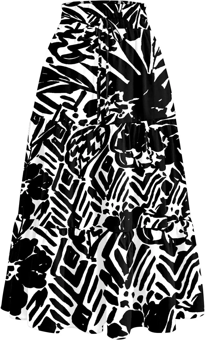 Floral Midi Length Skirt Casual Work Flowy A Line Skirts Summer Comfy Business Casual Outfits