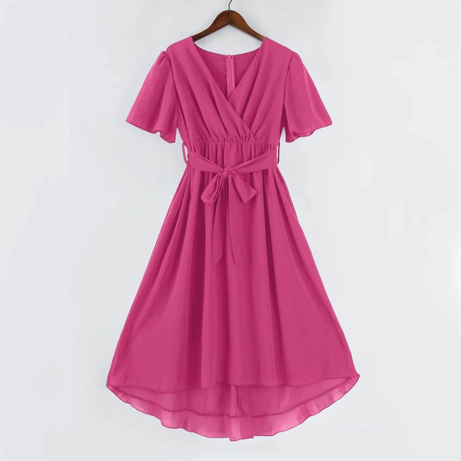 Formal Dresses for Women,Wrap Flowy Wedding Womens Midi Dress Chiffon Summer Sexy Dresses for Women Prom Cocktail