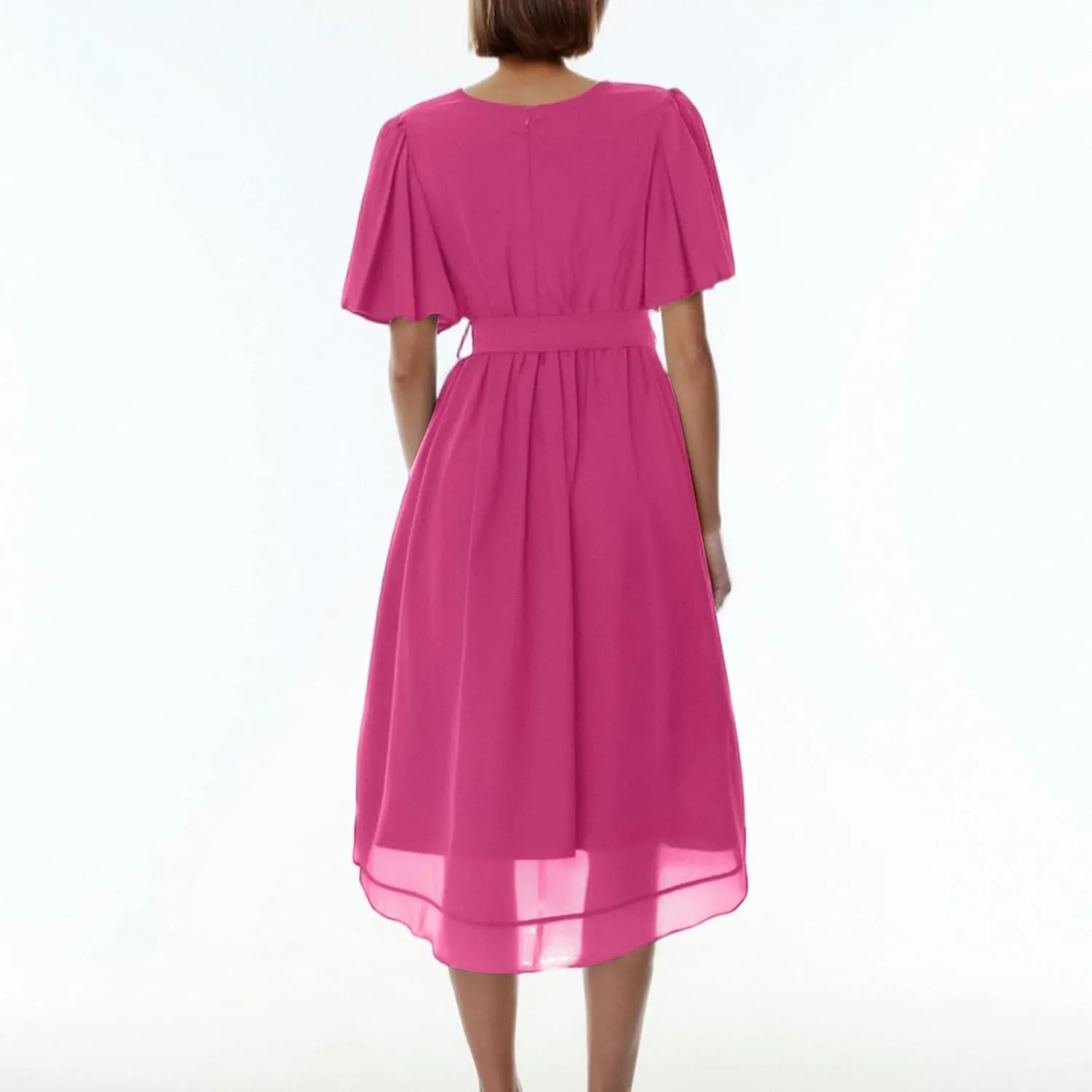 Formal Dresses for Women,Wrap Flowy Wedding Womens Midi Dress Chiffon Summer Sexy Dresses for Women Prom Cocktail