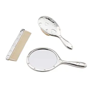 Frazer & Haws 92.5 Silver Plated Child's Dresser Set of 3 - Hearts