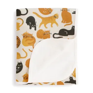 French Terry Blanket, Cat Friends Gold & Yellow
