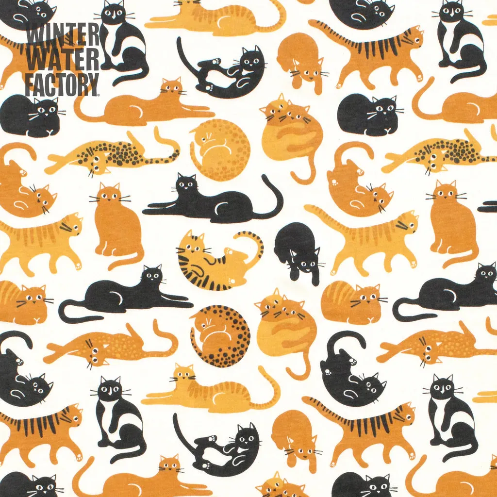 French Terry Blanket, Cat Friends Gold & Yellow