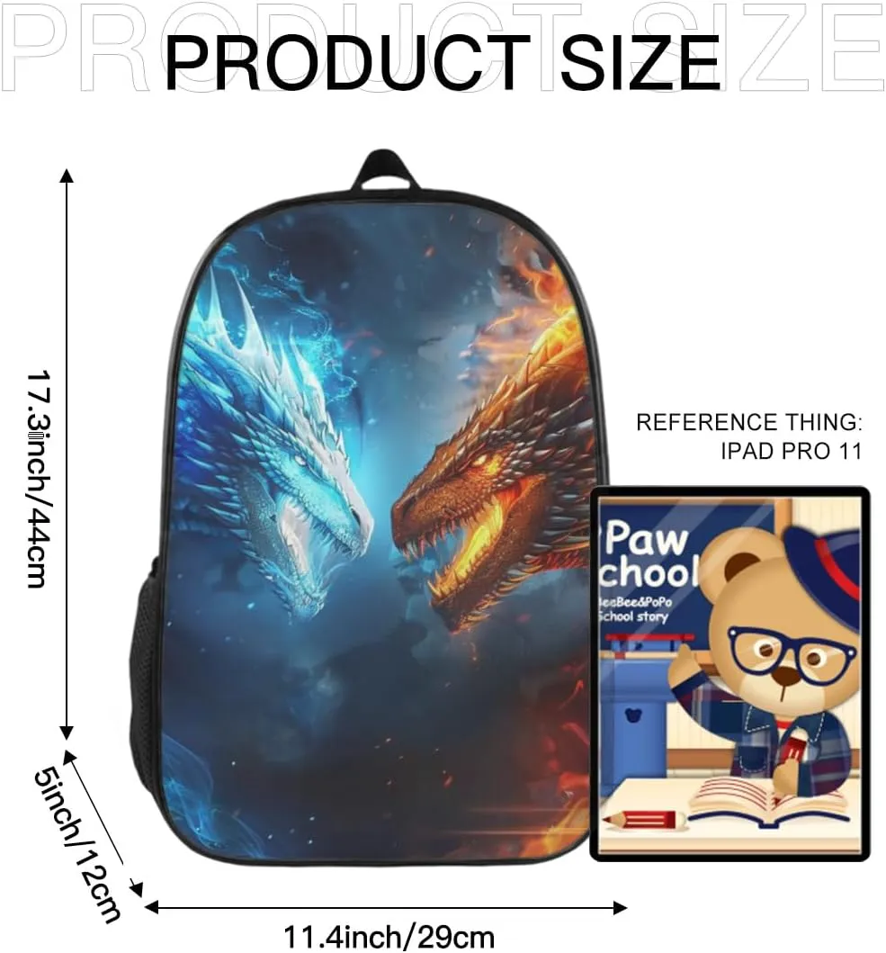 Funny Backpack Dragon Backpack Aesthetic Bookbag Black Simple Modern Lightweight Backpack With Mesh Side Pocket Large Laptop Backpack