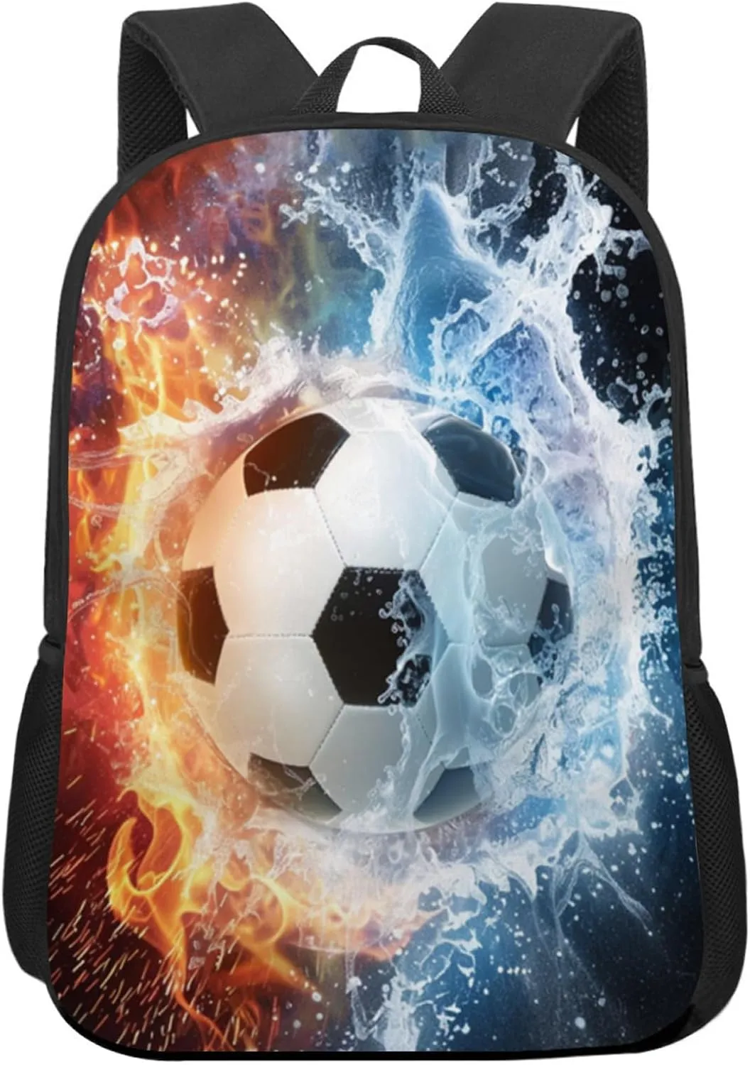Funny Backpack Soccer Backpack Football Printed Aesthetic Bookbag Black Simple Modern Lightweight Backpack With Mesh Side Pocket Large Laptop Backpack