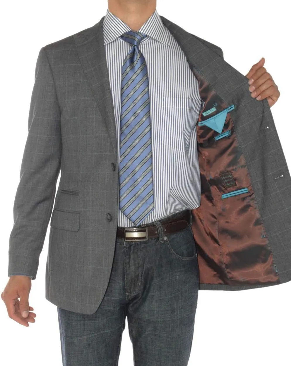 GN Luciano Men's 2 Button Modern Fit Suit Jacket Ticket Pocket Blazer Coat