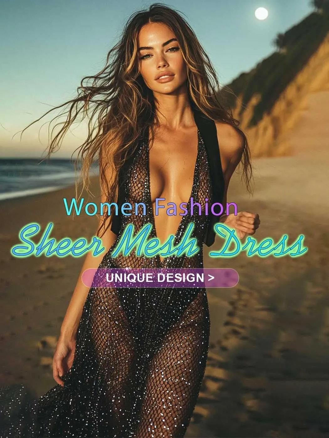 GRAEEN Black See Through Dress Sheer Mesh Rave Outfits Long Dresses for Women