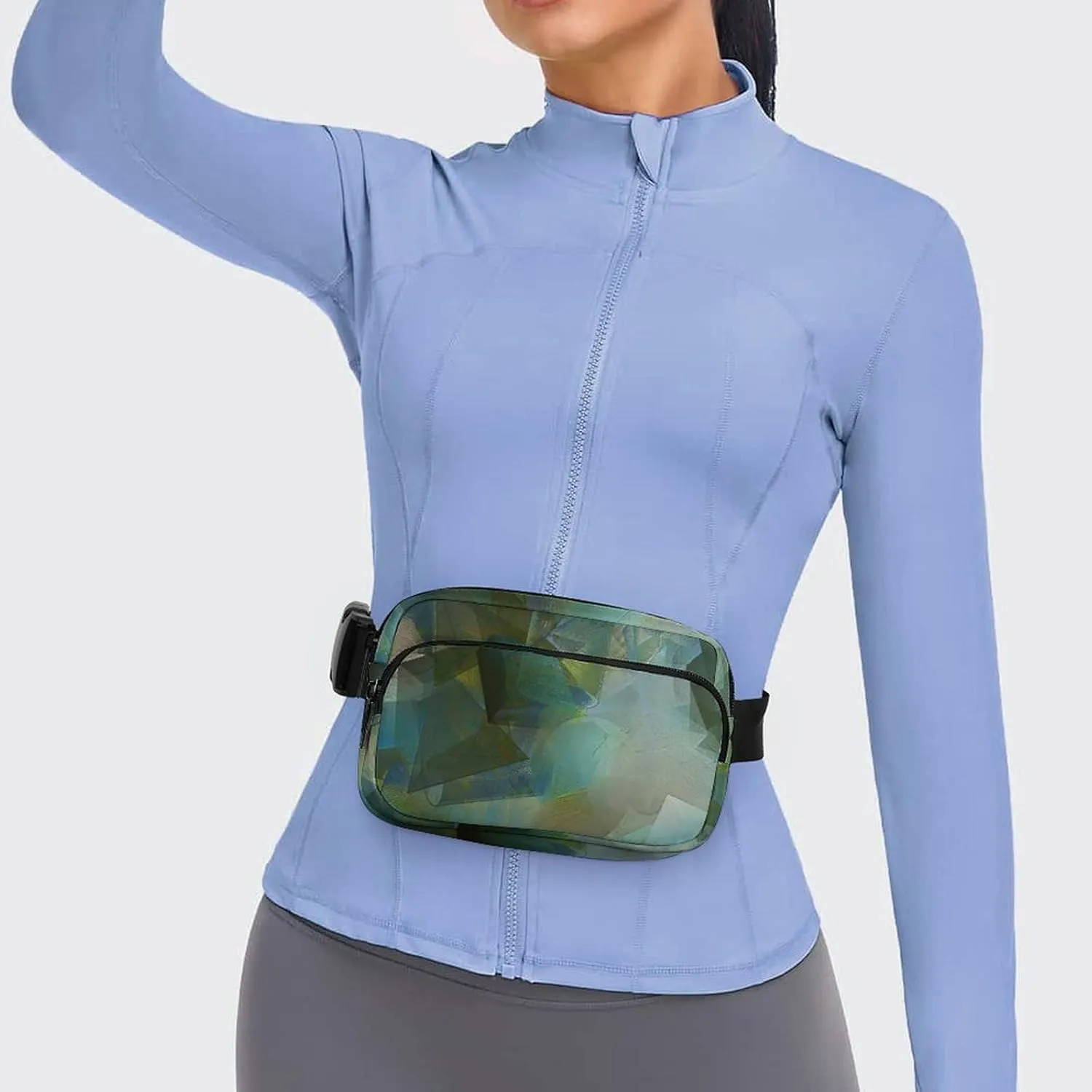 Green Modern Abstract Art Belt Bag Fanny Pack Crossbody Fashion Waist Packs With Adjustable Strap For Men Women Travel Hiking Cycling Running