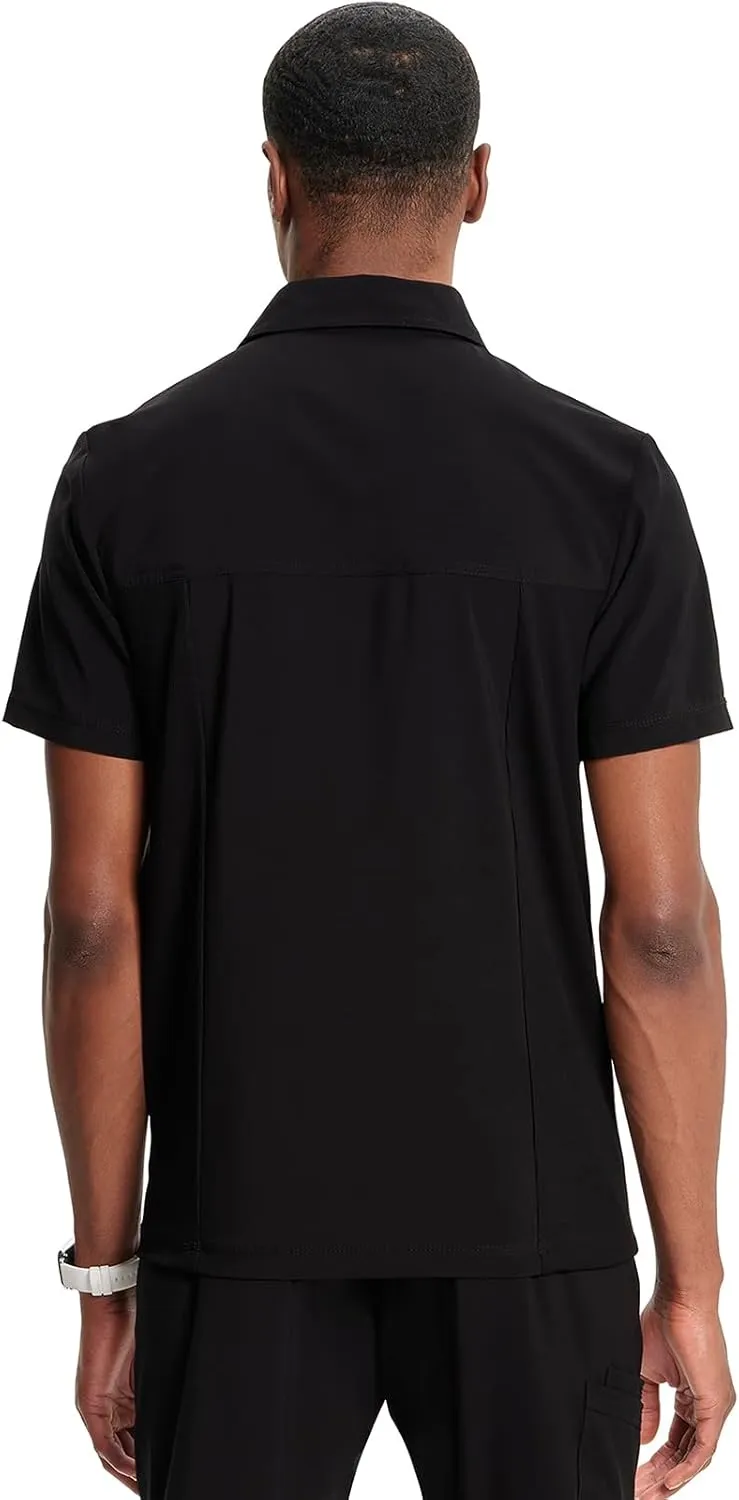 Infinity Cherokee Mens Scrub Top Modern Fit Polo T-Shirt with Zipper Chest Pocket CK825A