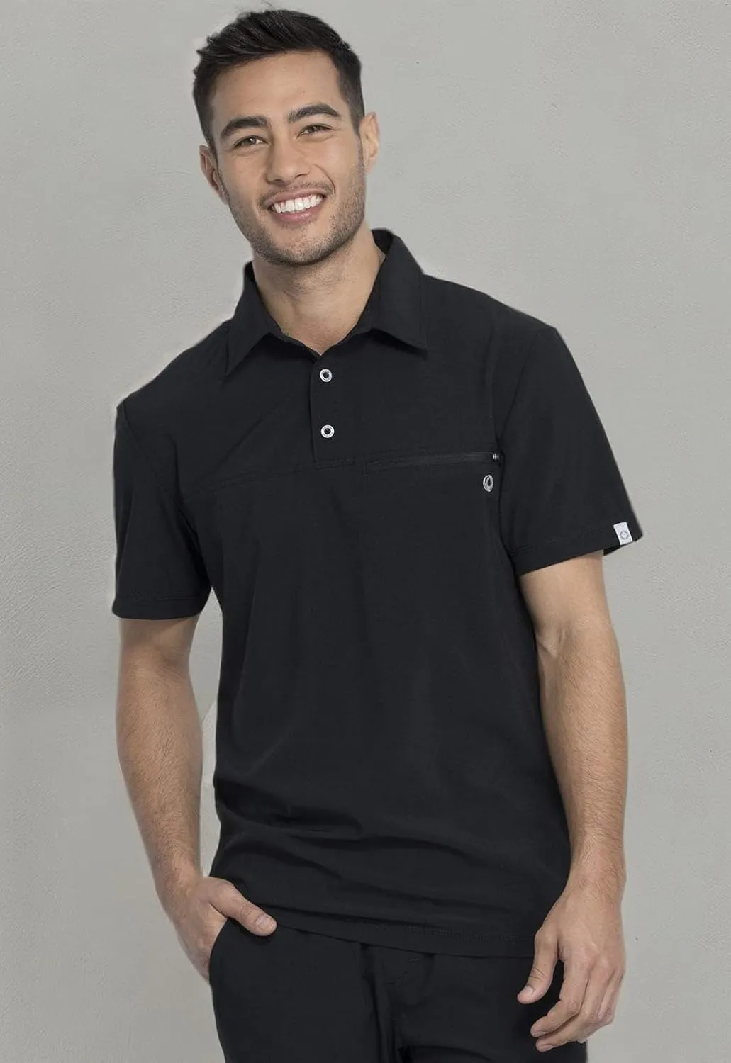 Infinity Cherokee Mens Scrub Top Modern Fit Polo T-Shirt with Zipper Chest Pocket CK825A