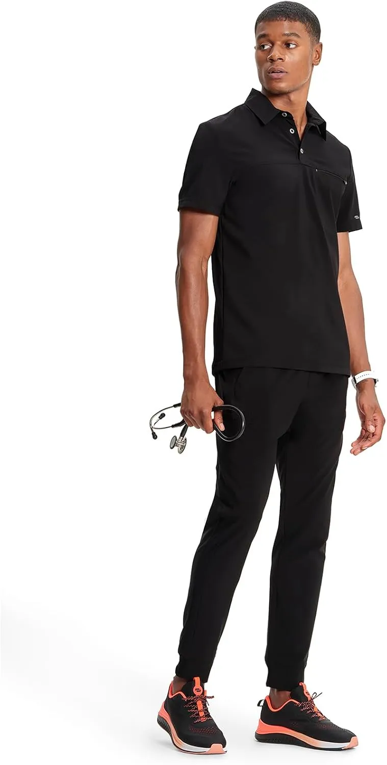 Infinity Cherokee Mens Scrub Top Modern Fit Polo T-Shirt with Zipper Chest Pocket CK825A