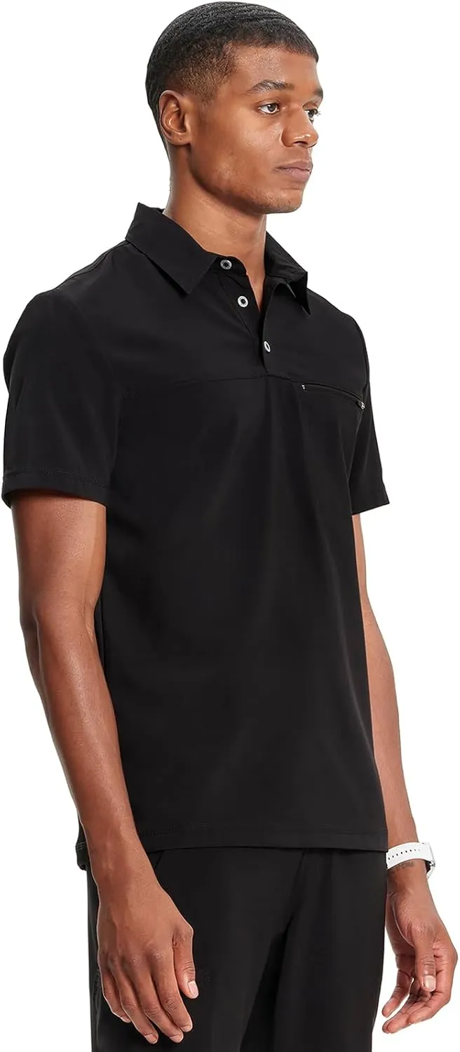 Infinity Cherokee Mens Scrub Top Modern Fit Polo T-Shirt with Zipper Chest Pocket CK825A