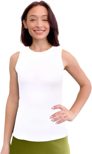 Kosher Casual Modest High Neck Tank Top for Women Full-Shoulder Sleeveless Shell