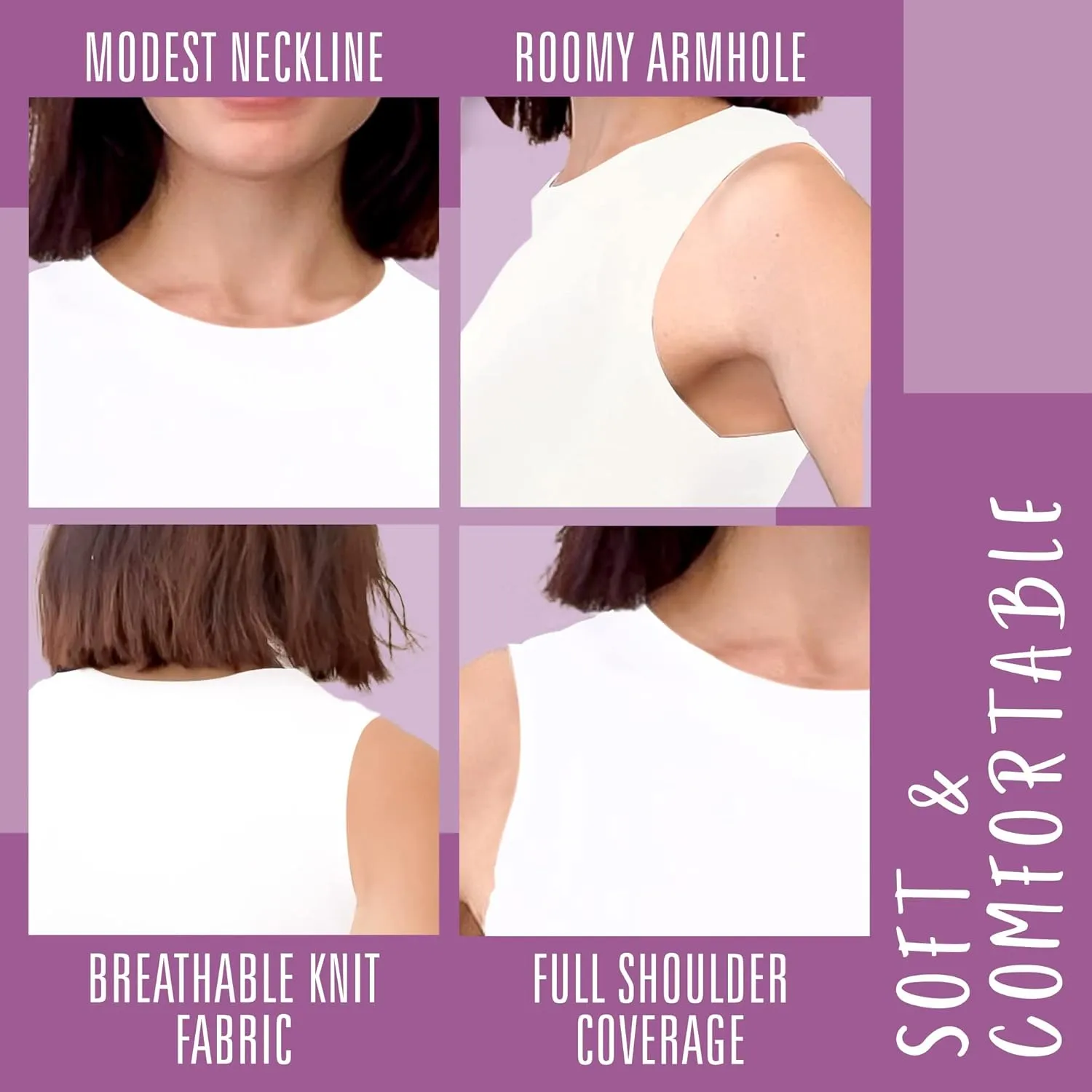 Kosher Casual Modest High Neck Tank Top for Women Full-Shoulder Sleeveless Shell