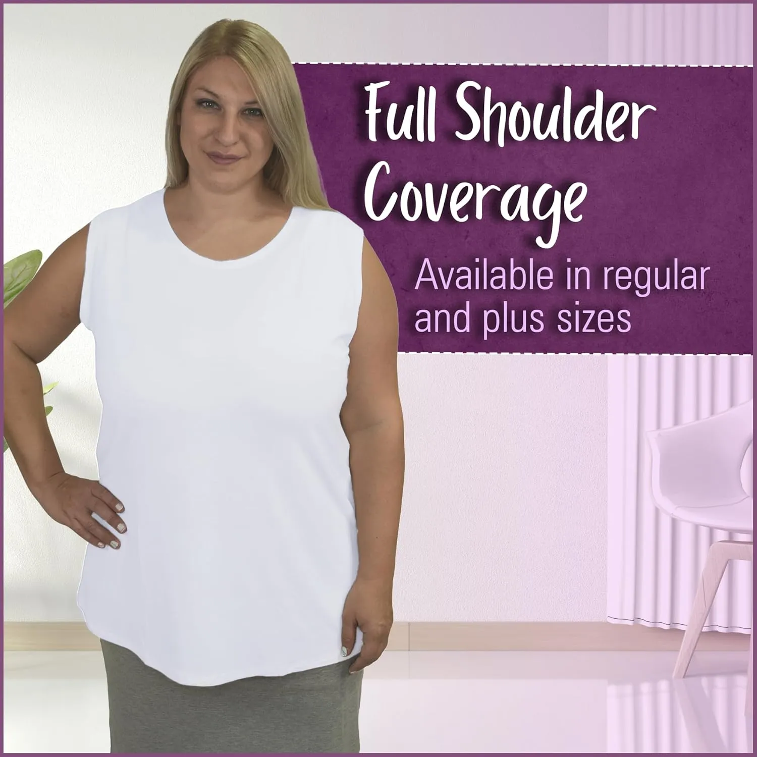 Kosher Casual Modest High Neck Tank Top for Women Full-Shoulder Sleeveless Shell