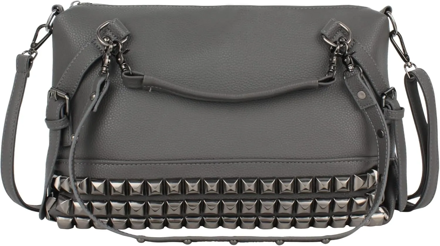Large Crossbody Purse Leather Top Handle Punk Rivet Hobo Handbag for Women