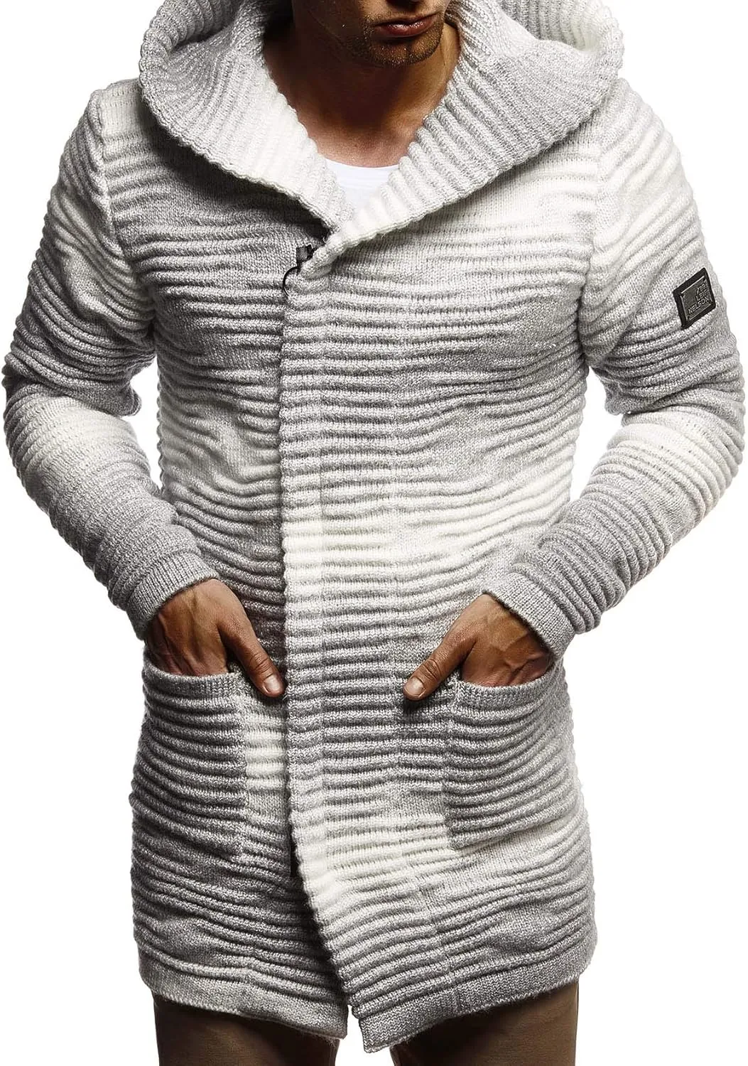 Leif Nelson Men's Sweatshirt Cardigan Slim Fit | Men Sweat Jacket with a Hood | Modern Hoody Pullover Hoodie | LN5715