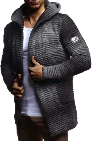 Leif Nelson Men's Sweatshirt Cardigan Slim Fit | Men Sweat Jacket with a Hood | Modern Hoody Pullover Hoodie | LN5715