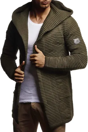 Leif Nelson Men's Sweatshirt Cardigan Slim Fit | Men Sweat Jacket with a Hood | Modern Hoody Pullover Hoodie | LN5715