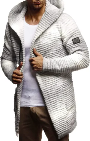 Leif Nelson Men's Sweatshirt Cardigan Slim Fit | Men Sweat Jacket with a Hood | Modern Hoody Pullover Hoodie | LN5715