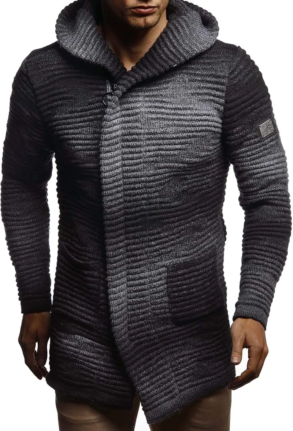 Leif Nelson Men's Sweatshirt Cardigan Slim Fit | Men Sweat Jacket with a Hood | Modern Hoody Pullover Hoodie | LN5715