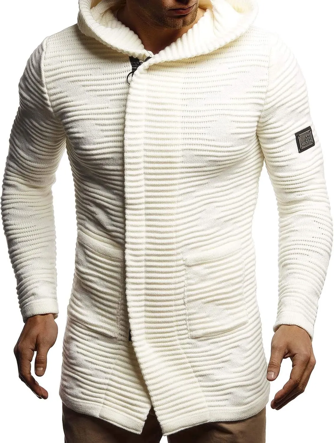 Leif Nelson Men's Sweatshirt Cardigan Slim Fit | Men Sweat Jacket with a Hood | Modern Hoody Pullover Hoodie | LN5715