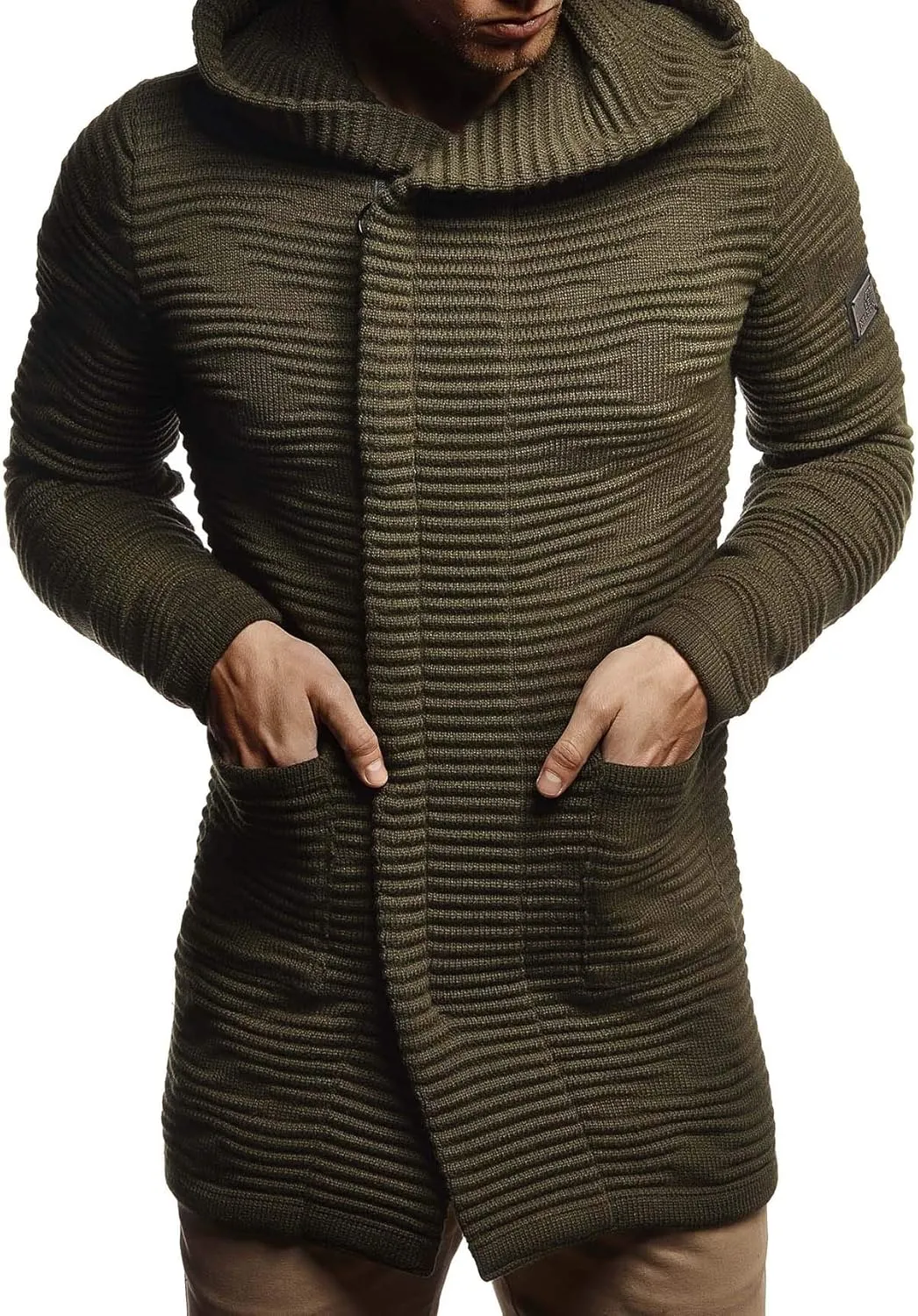 Leif Nelson Men's Sweatshirt Cardigan Slim Fit | Men Sweat Jacket with a Hood | Modern Hoody Pullover Hoodie | LN5715