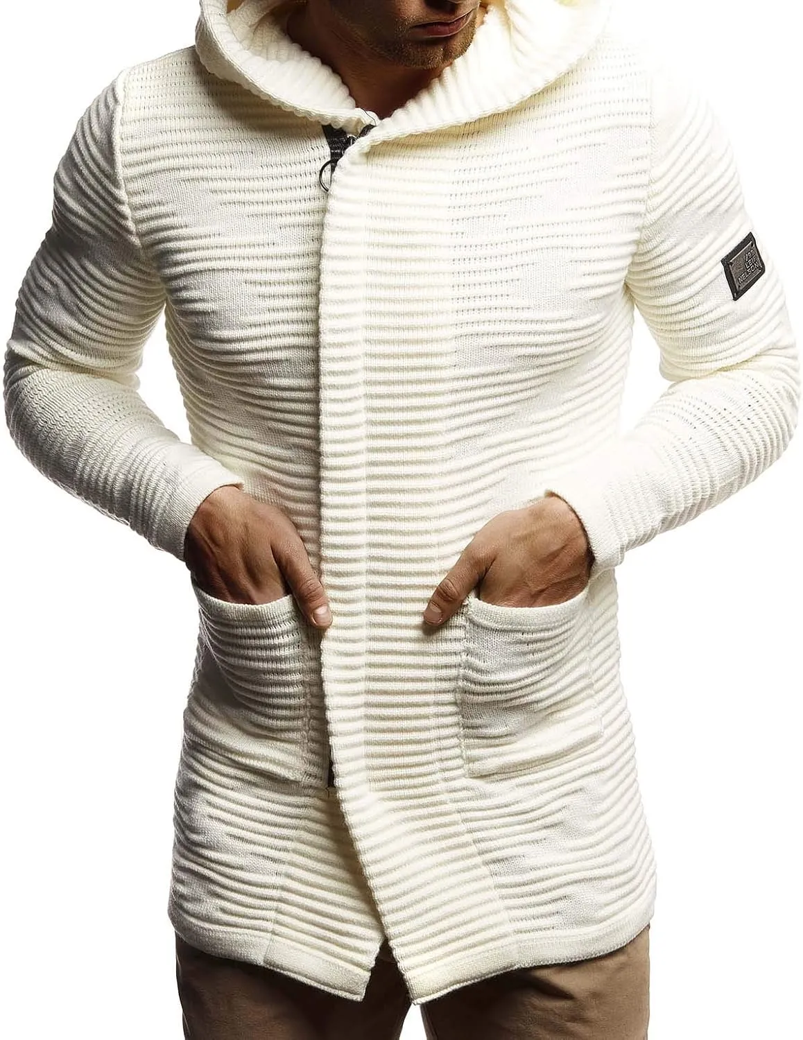 Leif Nelson Men's Sweatshirt Cardigan Slim Fit | Men Sweat Jacket with a Hood | Modern Hoody Pullover Hoodie | LN5715