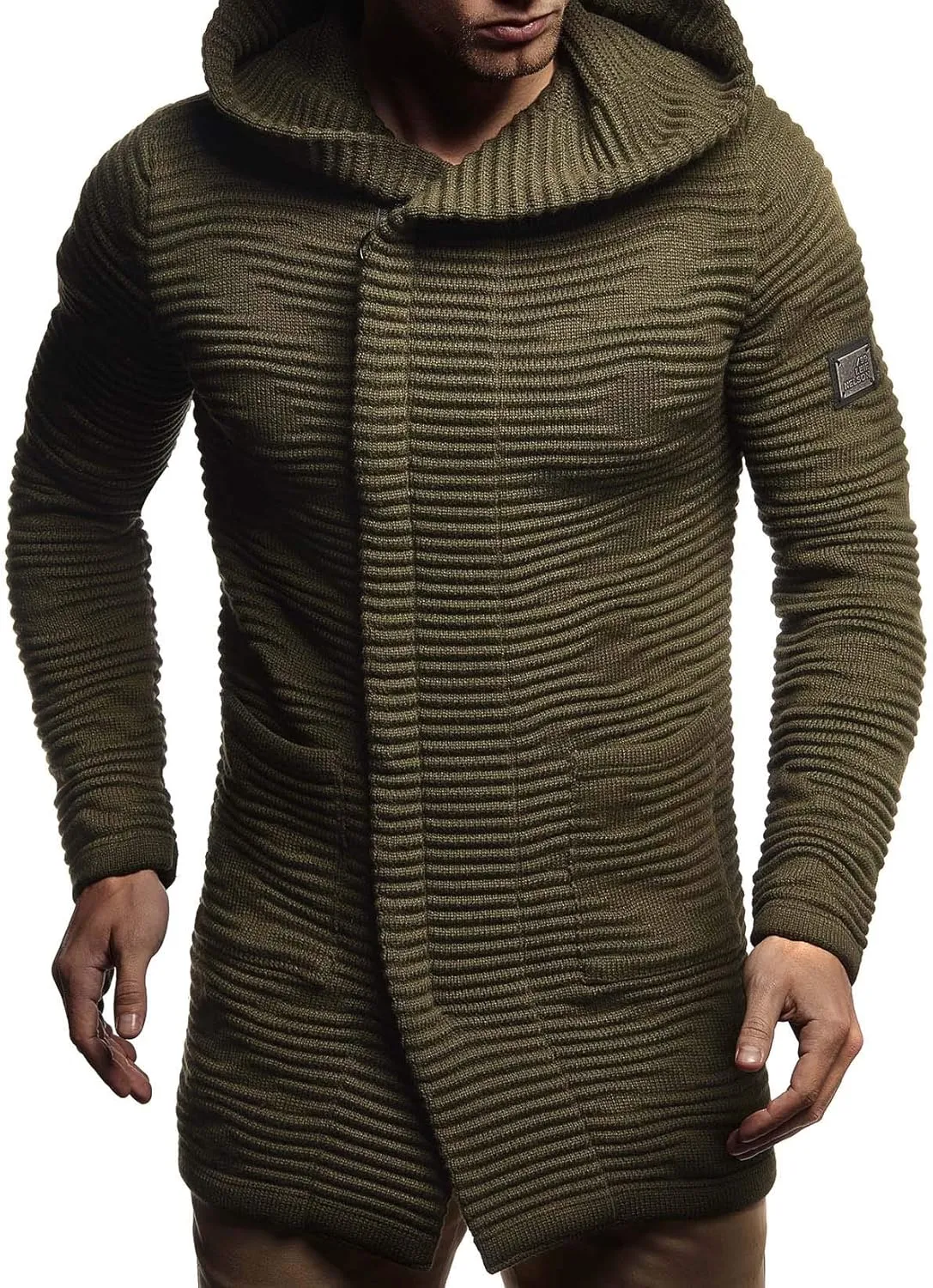 Leif Nelson Men's Sweatshirt Cardigan Slim Fit | Men Sweat Jacket with a Hood | Modern Hoody Pullover Hoodie | LN5715