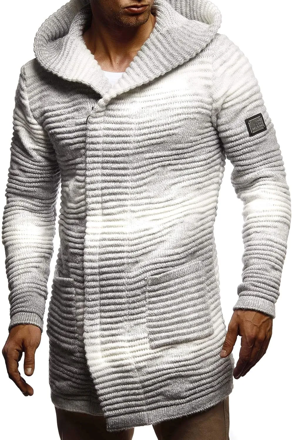 Leif Nelson Men's Sweatshirt Cardigan Slim Fit | Men Sweat Jacket with a Hood | Modern Hoody Pullover Hoodie | LN5715
