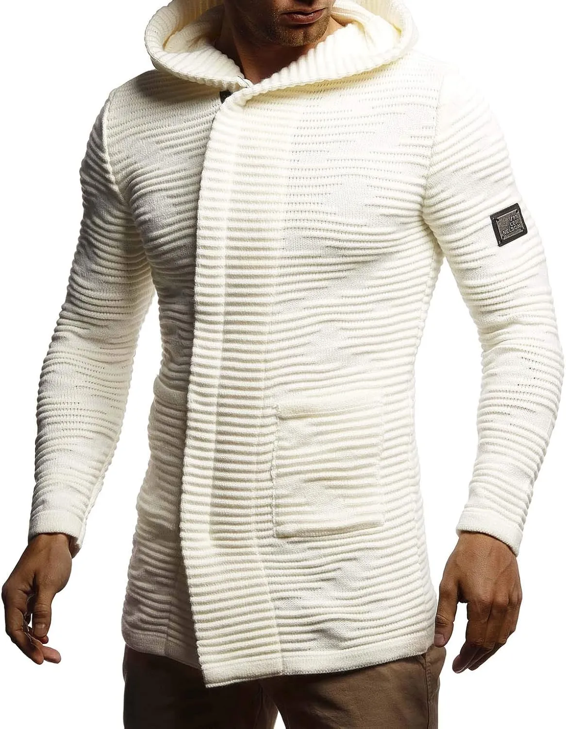 Leif Nelson Men's Sweatshirt Cardigan Slim Fit | Men Sweat Jacket with a Hood | Modern Hoody Pullover Hoodie | LN5715