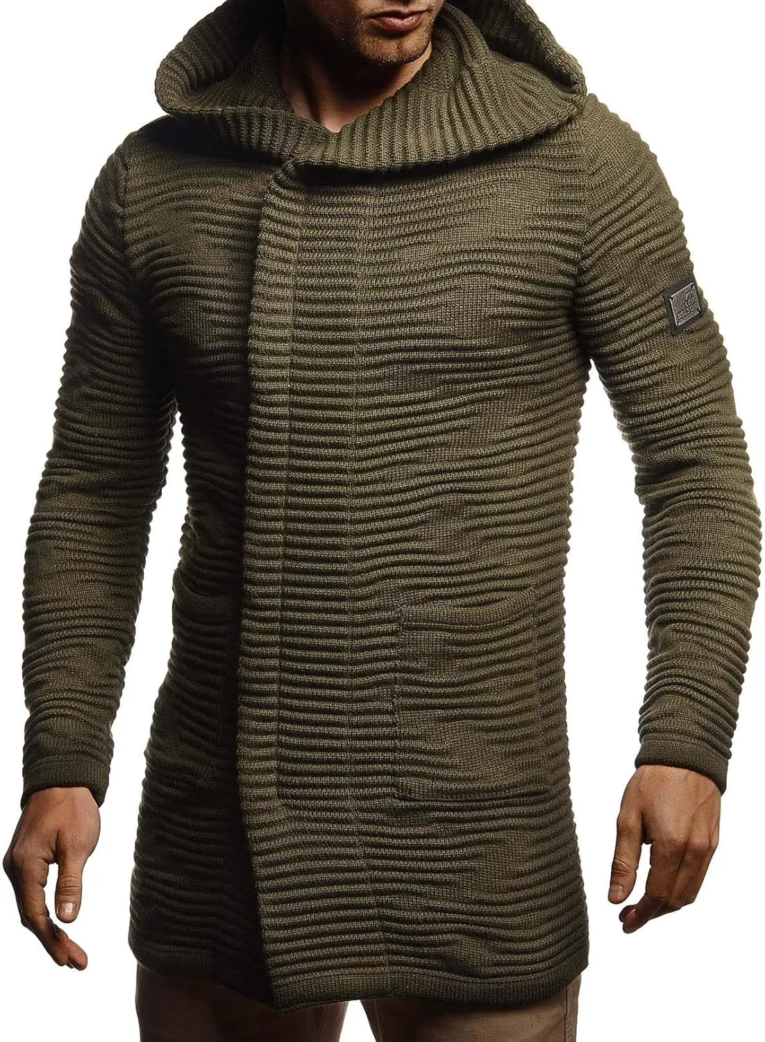 Leif Nelson Men's Sweatshirt Cardigan Slim Fit | Men Sweat Jacket with a Hood | Modern Hoody Pullover Hoodie | LN5715