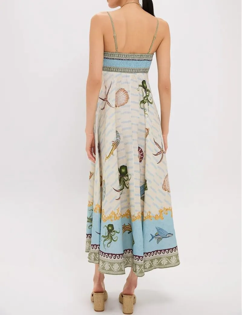 Melliflo Womens Printed Boho Maxi Dress Sleeveless Spaghetti Straps A Line Long Dress Summer Beach Vacation Swing Sundress