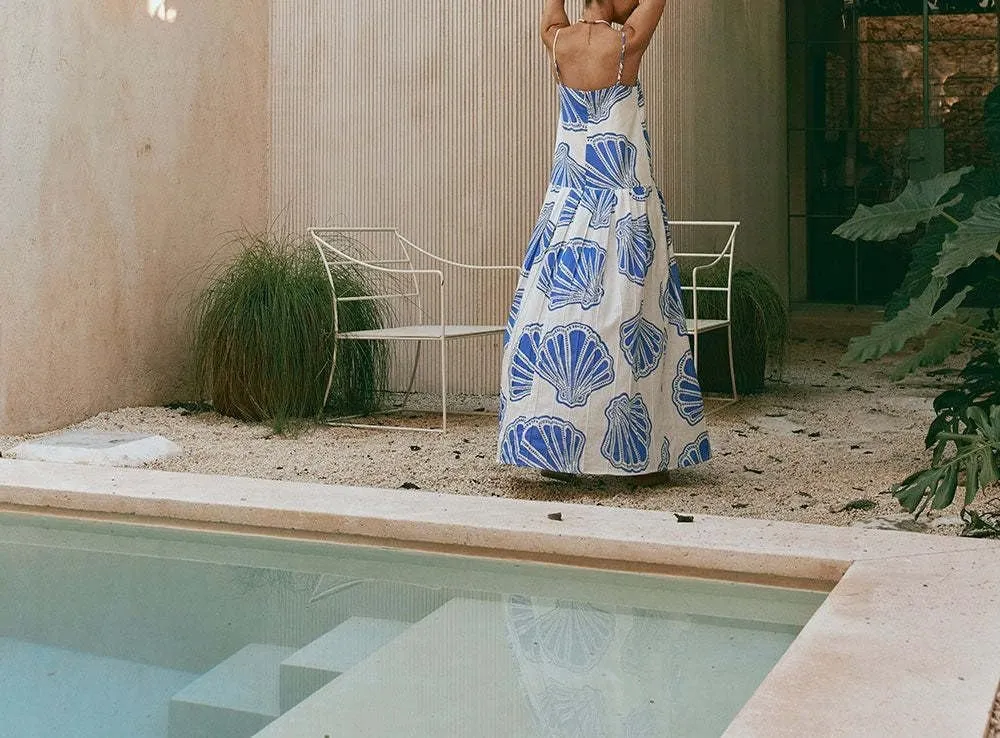 Melliflo Womens Printed Boho Maxi Dress Sleeveless Spaghetti Straps A Line Long Dress Summer Beach Vacation Swing Sundress