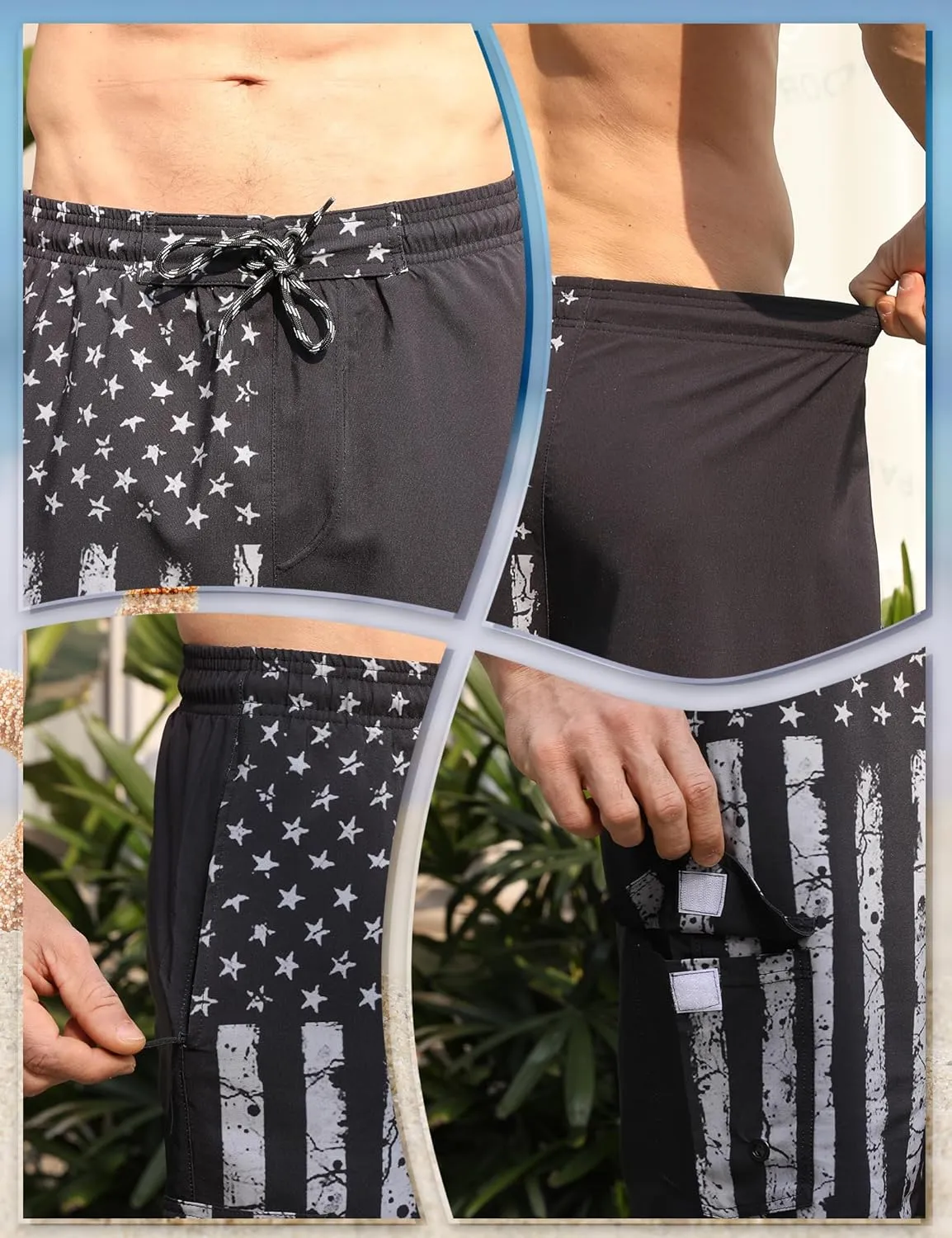 Men's Orange Solid High Rise Modern Swim Trunks with Compression Liner and Multiple Secure Pockets