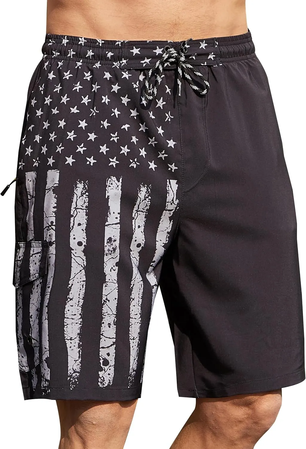Men's Orange Solid High Rise Modern Swim Trunks with Compression Liner and Multiple Secure Pockets