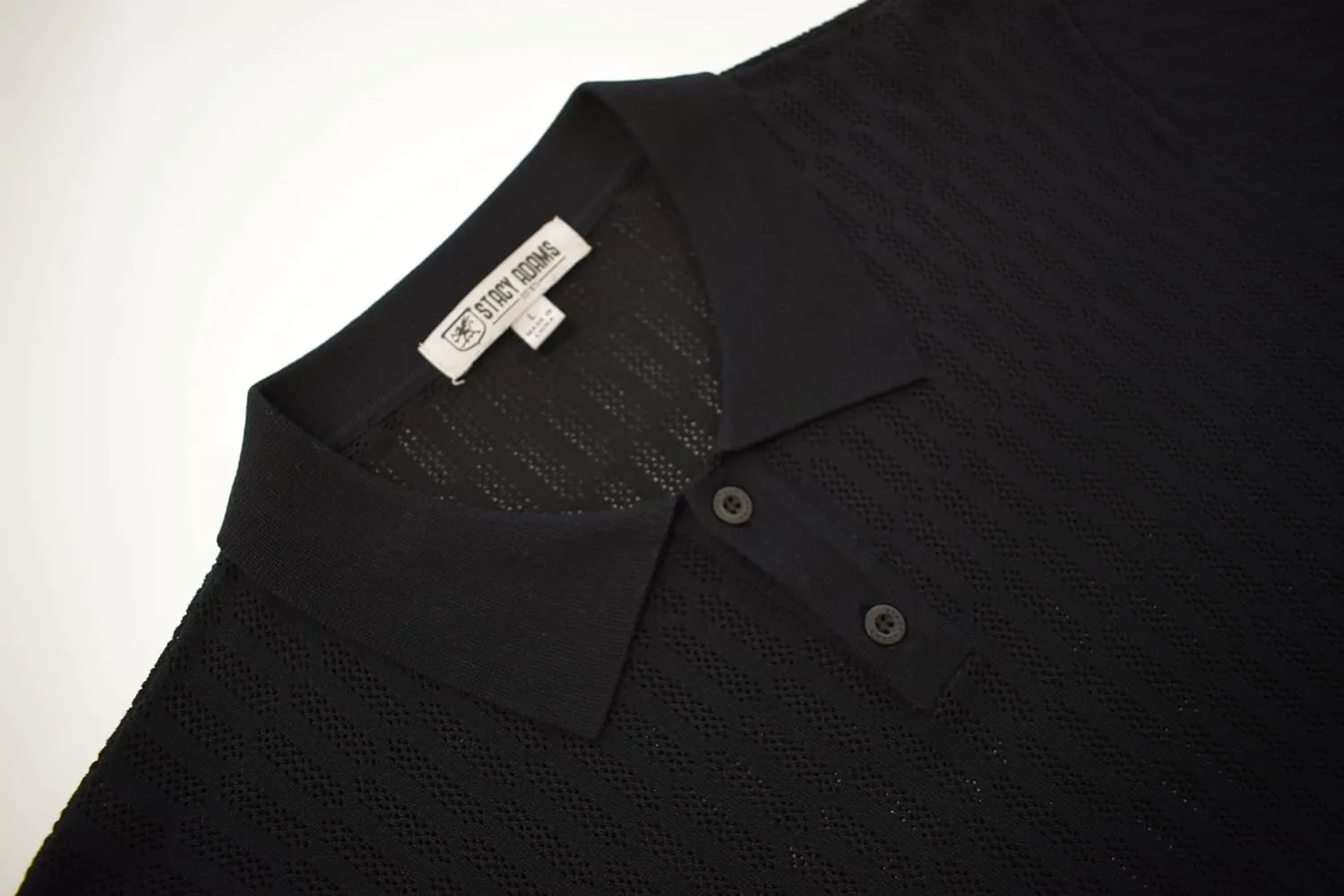 Mens Short Sleeve Knit Sports Shirt - Modern Polo Vintage Classics: Solid Cable Twist Jacquard Pattern